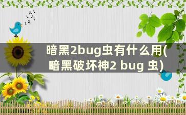 暗黑2bug虫有什么用(暗黑破坏神2 bug 虫)